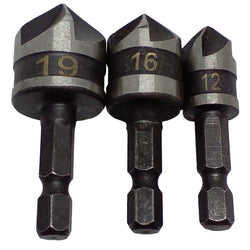 $248.92 - 1Kit, 3pzs, 12,16,19mm, Negro, Acero, Avellanador, MXDBK-001, Empaque: 7X7X2 cm, 0.094kg, Envío: 0 Días