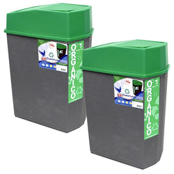 $556.00 - 2Pzas, 24L, 36x23cm boca, 49cm altura con tapa, Polietileno Reciclado, Color Gris, Tapa Verde., MXCCX-002, Empaque: 37X36X24 cm, 0.7kg, Envío: 0 Días