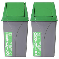 $534.87 - 2Pzas, 20L, 30x30cm boca, 59cm altura con tapa, Polietileno/Polipropileno, Color Gris, Tapa Verde., MXECQ-002, Empaque: 30X43X30 cm, 0.7kg, Envío: 0 Días