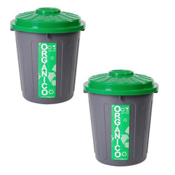 $515.12 - 2 Pzs, 32x42cm, 22lts, Polietileno, Color Gris, Tapa Verde., MXRGM-002, Empaque: 43X33X31 cm, 1.94kg, Envío: 0 Días