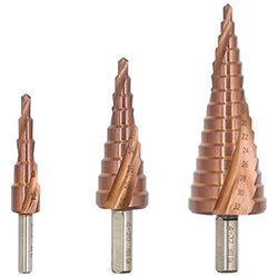 $1250.59 - 1Kit, 3pzs No.4 al 12,20,32, Café, Acero, Broca Escalonada Cónica Espiral, MXCBC-001, Empaque: 8X8X4 cm, 0.094kg, Envío: 0 Días
