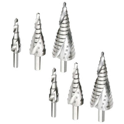 $1173.22 - 2Kits, 6pzs No.4 al 12,20,32, Gris, Acero, Broca Escalonada Cónica Espiral, MXSLB-002, Empaque: 8X8X8 cm, 0.188kg, Envío: 0 Días