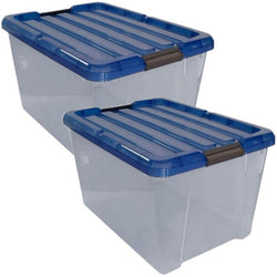 $565.57 - 2 Pzas, 42kg, 58x55x40cm,  Apilable, Polietileno, Color Transparente/Azul., MXBOU-002, Empaque: 63X60X45 cm, 6kg, Envío: 0 Días