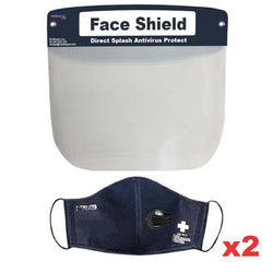 $599.63 - Kit 2 pzs, Careta y Cubrebocas 1 Válvula, Navy Blue / Azul Marino, Non Woven, Lavable. , MXKAR-002, Empaque: 34X27X5 cm, 0.1kg, Envío: 0 Días