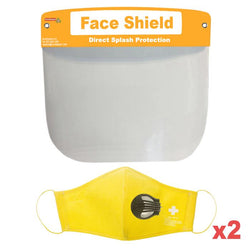 $545.32 - Kit 2 Pzs, Careta y Cubreboca 1 Válvula, Yellow / Amarillo, Non Woven, Lavable. , MXSKA-002, Empaque: 33X30X3 cm, 0.07kg, Envío: 0 Días