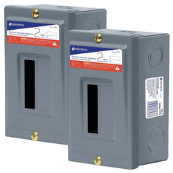 $487.00 - 2Pzas, Monofásica, 2 Módulos, Hilos 3, 120 / 240V, 50A, 60Hz, Interruptor de pastilla, Sobre Poner., MXVLT-002, Empaque: 11X17X9 cm, 1.14kg, Envío: 5 Días