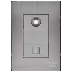 $56.81 - 1Pza, Toma Telefónica/Coaxial, RJ11 CAT3, Plateado, Acero Inoxidable/PC., MXIUV-001, Empaque: 9X14X6 cm, 0.090kg, Envío: 0 Días