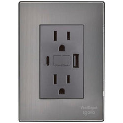 $305.14 - 1Pza, USB A/USB C/Contacto Duplex, 110/125-250VCA, 15A, 50/60Hz, 5VDC, 3A, Plateado/Oxford, Acero Inoxidable/PC., MXIXB-001, Empaque: 9X14X6 cm, 0.090kg, Envío: 0 Días