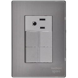 $93.42 - 1Pza, Apagadorx2/Contacto, 125-250VCA, 10/15A, 50/60Hz, Plateado, Acero Inoxidable/PC., MXIXI-001, Empaque: 9X14X6 cm, 0.090kg, Envío: 0 Días