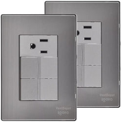 $171.85 - 2Pzas, Apagadorx2/Contacto, 125-250VCA, 10/15A, 50/60Hz, Plateado, Acero Inoxidable/PC., MXIXI-002, Empaque: 9X14X12 cm, 0.180kg, Envío: 0 Días