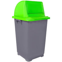 $581.69 - 1Pza, 90L, 45.8x46.4cm boca, 89.5cm altura con tapa, Polipropileno, Color Gris, Tapa Verde., MXCXG-001, Empaque: 46X55X47 cm, 0.5kg, Envío: 0 Días