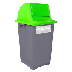 $581.69 - 1Pza, 90L, 45.8x46.4cm boca, 89.5cm altura con tapa, Polipropileno, Color Gris, Tapa Verde., MXCXG-001, Empaque: 46X55X47 cm, 0.5kg, Envío: 0 Días