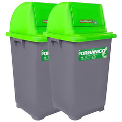 $1131.10 - 2Pzas, 90L, 45.8x46.4cm boca, 89.5cm altura con tapa, Polipropileno, Color Gris, Tapa Verde., MXCXG-002, Empaque: 46X57X47 cm, 0.7kg, Envío: 0 Días