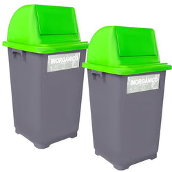 $1131.10 - 2Pzas, 90L, 45.8x46.4cm boca, 89.5cm altura con tapa, Polipropileno, Color Gris, Tapa Verde., MXCXG-002, Empaque: 46X57X47 cm, 0.7kg, Envío: 0 Días