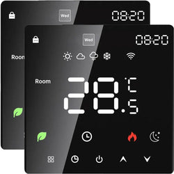 $2920.82 - 2Pzas, LCD, Negro, Temp 5°C a 60°C, CA 90-240V, Suelo Radiante, WiFi 2.4GHz, Bluetooth 5.0., MXEHA-002, Empaque: 11X14X10 cm, 0.6kg, Envío: 0 Días