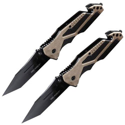 $933.68 - 2Pzas, Cuchilla Plegable Automática, Mango Negro/Oro, Cuchilla Plata/Negro., MXKEC-002, Empaque: 25X8X3 cm, 0.36kg, Envío: 0 Días