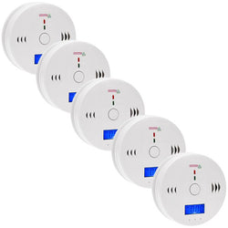 $641.28 - 5Pzas, Alarma Visual Roja, Sensor Monoxido de Carbono, 85 a 105dB, 5 - 40°C, Pantalla LCD, Blanco,  Baterias 3xAA no Incluidas., MXSKE-002, Empaque: 11X55X20 cm, 0.60kg, Envío: 0 Días