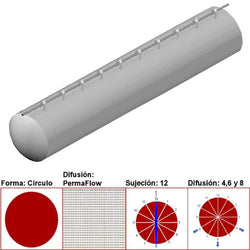 $4713.44 - 14"Ø, 2860 a 4290m3/hr, Difusión PermaFlow, Transparente, Sujeción 12, Difusión  4,6 y 8, Longitud 10 m., MXAHS-0600, Empaque: 40X40X55 cm, 1.4kg, Envío: 10 Días
