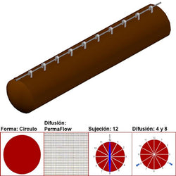 $4636.56 - 14"Ø, 2860 a 4290m3/hr, Difusión PermaFlow, Café Oscuro, Sujeción 12, Difusión 4 y 8, Longitud 10 m., MXAHS-0602, Empaque: 40X40X55 cm, 1.4kg, Envío: 10 Días
