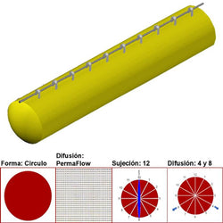 $3245.15 - 8"Ø, 934 a 1401m3/hr, Difusión PermaFlow, Amarillo, Sujeción 12, Difusión 4 y 8, Longitud 10 m., MXAHS-0200, Empaque: 25X25X55 cm, 1.1kg, Envío: 18 Días
