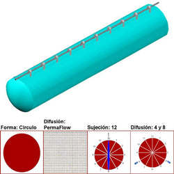 $5180.00 - 16"Ø, 3736 a 5604m3/hr, Difusión PermaFlow, Turquesa, Sujeción 12, Difusión 4 y 8, Longitud 10 m., MXAHS-0800, Empaque: 45X45X55 cm, 1.5kg, Envío: 10 Días