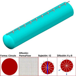 $4748.34 - 16"Ø, 3736 a 5604m3/hr, Difusión PermaFlow, Turquesa, Sujeción 12, Difusión 6 y 8, Longitud 10 m., MXAHS-0802, Empaque: 45X45X55 cm, 1.5kg, Envío: 10 Días
