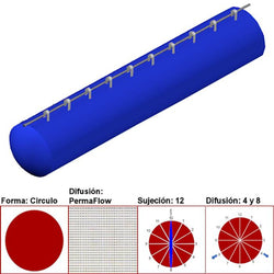 $6113.16 - 20"Ø, 5837 a 8756m3/hr, Difusión PermaFlow, Azul, Sujeción 12, Difusión 4 y 8,  Longitud 10 m., MXAHS-1100, Empaque: 55X55X55 cm, 1.7kg, Envío: 10 Días