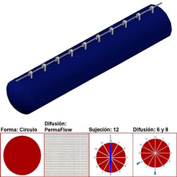 $2770.25 - 6"Ø, 525 a 788m3/hr, Difusión PermaFlow, Azul Marino, Sujeción 12, Difusión 6 y 8, Longitud 10 m., MXAHS-0100, Empaque: 20X 20X 55 cm, 1kg, Envío: 18 Días