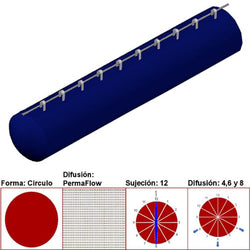 $2770.25 - 6"Ø, 525 a 788m3/hr, Difusión PermaFlow, Azul Marino, Sujeción 12, Difusión  4,6 y 8, Longitud 10 m., MXAHS-0102, Empaque: 20X 20X 55 cm, 1kg, Envío: 18 Días