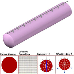 $4636.56 - 14"Ø, 2860 a 4290m3/hr, Difusión PermaFlow, Rosa Pastel, Sujeción 12, Difusión  4,6 y 8, Longitud 10 m., MXAHS-0702, Empaque: 40X40X55 cm, 1.4kg, Envío: 10 Días