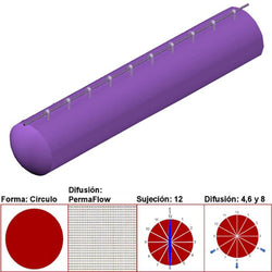$5646.60 - 18"Ø, 4728 a 7092m3/hr, Difusión PermaFlow, Lila, Sujeción 12, Difusión  4,6 y 8,  Longitud 10 m., MXAHS-1002, Empaque: 50X50X55 cm, 1.6kg, Envío: 10 Días