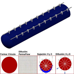 $16544.11 - 56"Ø, 45764 a 68646 m3/hr, Difusión PermaFlow, Azul Marino, Sujeción 9 y 3, Difusión 6 y 8, Longitud 10 m., MXAHS-3700, Empaque: 145X145X55 cm, 3.5kg, Envío: 10 Días
