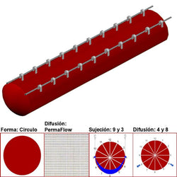 $13299.22 - 42"Ø, 25742 a 38614m3/hr, Difusión PermaFlow, Rojo Oscuro, Sujeción 9 y 3, Difusión 4 y 8, Longitud 10 m., MXAHS-2702, Empaque: 110X110X55 cm, 2.8kg, Envío: 10 Días