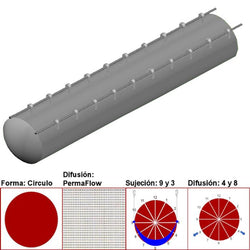 $12530.49 - 42"Ø, 25742 a 38614m3/hr, Difusión PermaFlow, Gris Perla, Sujeción 9 y 3, Difusión 4 y 8, Longitud 10 m., MXAHS-2600, Empaque: 110X110X55 cm, 2.8kg, Envío: 10 Días