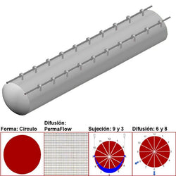 $14786.78 - 46"Ø, 30879 a 46319m3/hr, Difusión PermaFlow, Transparente, Sujeción 9 y 3, Difusión 6 y 8, Longitud 10 m., MXAHS-2902, Empaque: 120X120X55 cm, 3.0kg, Envío: 10 Días