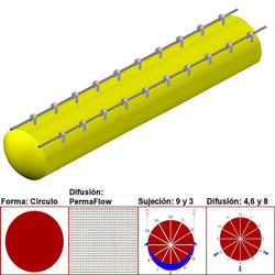 $11968.10 - 40"Ø, 23349 a 35024m3/hr, Difusión PermaFlow, Amarillo Canario, Sujeción 9 y 3, Difusión  4,6 y 8, Longitud 10 m., MXAHS-2502, Empaque: 105X105X55 cm, 2.7kg, Envío: 10 Días