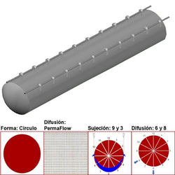 $12530.49 - 42"Ø, 25742 a 38614m3/hr, Difusión PermaFlow, Gris Perla, Sujeción 9 y 3, Difusión 6 y 8, Longitud 10 m., MXAHS-2602, Empaque: 110X110X55 cm, 2.8kg, Envío: 10 Días