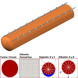 $10843.32 - 36"Ø, 18913 a 28369m3/hr, Difusión PermaFlow, Naranja Claro, Sujeción 9 y 3, Difusión 6 y 8, Longitud 10 m., MXAHS-2200, Empaque: 95X95X55 cm, 2.5kg, Envío: 10 Días