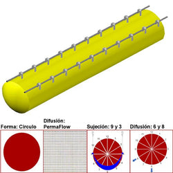 $11968.10 - 40"Ø, 23349 a 35024m3/hr, Difusión PermaFlow, Amarillo Canario, Sujeción 9 y 3, Difusión 6 y 8, Longitud 10 m., MXAHS-2500, Empaque: 105X105X55 cm, 2.7kg, Envío: 10 Días