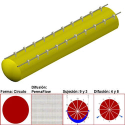 $17106.50 - 58"Ø, 49092 a 73637m3/hr, Difusión PermaFlow, Amarillo, Sujeción 9 y 3, Difusión 4 y 8, Longitud 10 m., MXAHS-3800, Empaque: 150X150X55 cm, 3.6kg, Envío: 10 Días