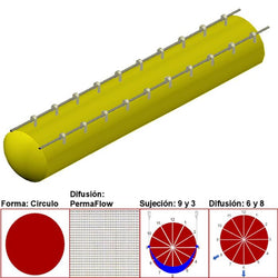 $17106.50 - 58"Ø, 49092 a 73637m3/hr, Difusión PermaFlow, Amarillo, Sujeción 9 y 3, Difusión 6 y 8, Longitud 10 m., MXAHS-3802, Empaque: 150X150X55 cm, 3.6kg, Envío: 10 Días