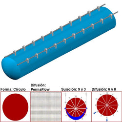 $15419.33 - 52"Ø, 39460 a 59190m3/hr, Difusión PermaFlow, Azul Cielo, Sujeción 9 y 3, Difusión 6 y 8, Longitud 10 m., MXAHS-3400, Empaque: 135X135X55 cm, 3.3kg, Envío: 10 Días