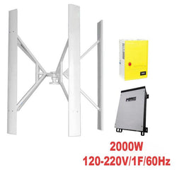 $143418.60 - Generador 2000W, 220V, Vientos de 2 a 35m/s, 3 Aspas, -40°C a 80°C, Controlador 2Kw, 220V, Inversor 2Kw, 120-220V, 1F, 60Hz, On Grid., MXFRK-001, Empaque: 235X285X235 cm, 63kg, Envío: 20 Días