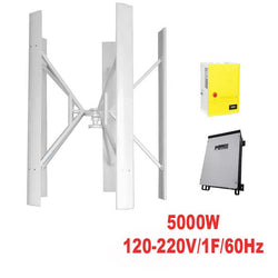 $391035.82 - Generador 5000W, 220V, Vientos de 2 a 35m/s, 5 Aspas, -40°C a 80°C, Controlador 5Kw, 220V, Inversor 5Kw, 120-220V, 1F, 60Hz, On Grid., MXODK-001, Empaque: 365X405X365 cm, 88kg, Envío: 20 Días