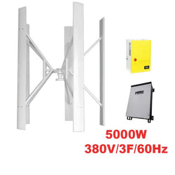 $410815.58 - Generador 5000W, 380V, Vientos de 2 a 35m/s, 5 Aspas, -40°C a 80°C, Controlador 5Kw, 380V, Inversor 5Kw, 380V, 3F, 60Hz, On Grid. , MXGRK-001, Empaque: 365X405X365 cm, 88kg, Envío: 20 Días