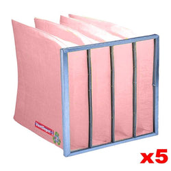 $14775.06 - 5Pzas, 24x24x36", MERV 14, Eficiencia: 80 a 85% a 30 mic, 2155m³/hr a 1mmcda, 4bolsas,reusable, MXBAP-107, Empaque: 65X65X50 cm, 0.700kg, Envío: 10 Días