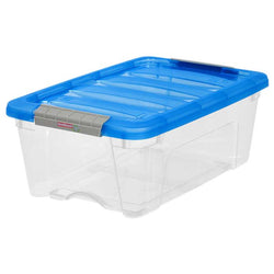$1388.63 - 10Pzas, 12L, 48.9x27.8x16.5cm, Apilable, Hebilla, Polietileno, Transparente/Azul., MXBXS-006, Empaque: 30X 35X 45 cm, 20kg, Envío: 0 Días