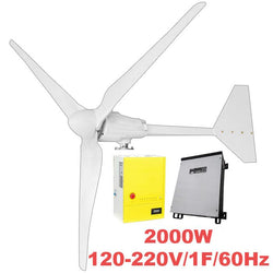 $151960.21 - Generador 2000W, 200V, Vientos de 3 a 45m/s, 3 Aspas, -40°C a 80°C, Controlador 2Kw, 220V, Inversor 2Kw, 120-220V, 1F, 60Hz, On Grid., MXTWK-001, Empaque: 67X48X26 cm, 74kg, Envío: 20 Días