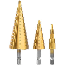 $356.40 - 1Kit, 3 Pzas, 1 x 4-12mm, 1 x 4-20mm, 1 x 4-32mm, 2.4cm Zanco, Escalonadas, Acero Alta Velocidad., MXGOC-001, Empaque: 11X20X5 cm, 0.08kg, Envío: 0 Días