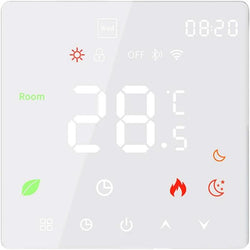 $1416.65 - 1Pza, LCD, Blanco, Temp 5°C a 60°C, CA 90-240V, Suelo Radiante, WiFi 2.4GHz, Bluetooth 5.0., MXEHB-001, Empaque: 11X7X10 cm, 0.3kg, Envío: 0 Días